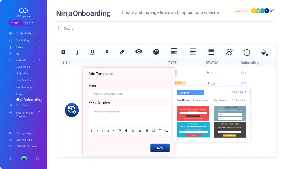 onboarding app leave note